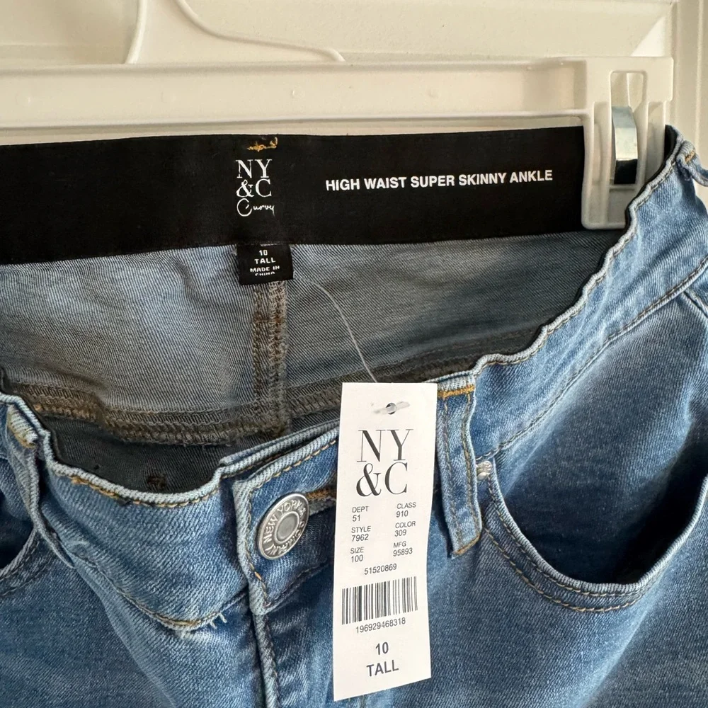 New York & Company Blue Skinny Jeans Medium Wash